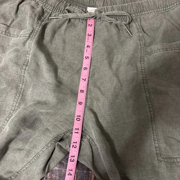 Splendid Women's Gia Drawstring Straight Leg Linen Blend Crop Pants Olive Medium - Picture 7 of 9